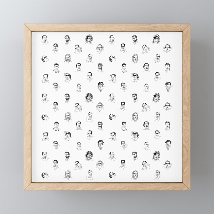 100 Portraits of Nicolas Cage, smaller pattern Framed Mini Art Print