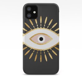 gold foil evil eye in blush iPhone Case | Pop Art, Black And White, Goldandblush, Pinkandgold, Graphicdesign, Magical, Superstition, Magic, Blackandgold, Goldfoil 