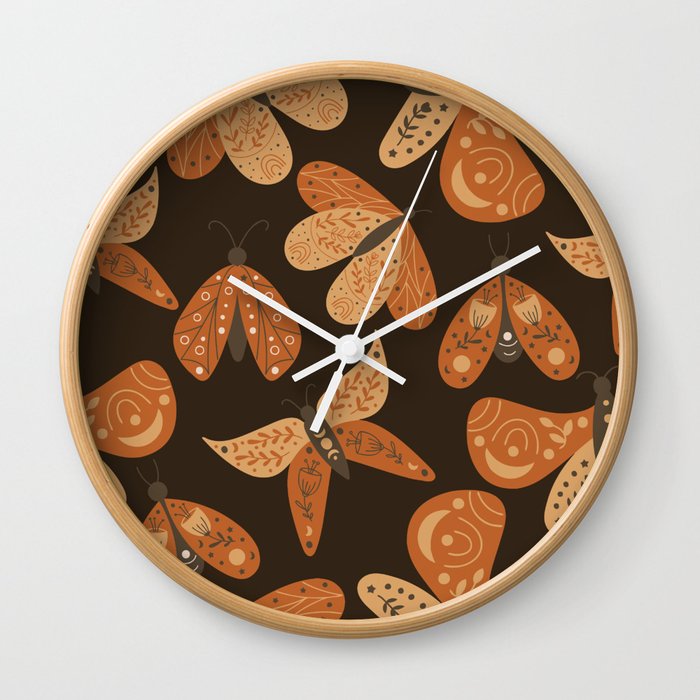 Moth Autumn Colors Wall Clock