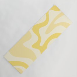 Retro Liquid Swirl Abstract Square in Soft Pale Pastel Yellow Yoga Mat