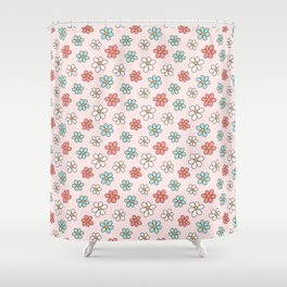 Happy Daisy Pattern, Cute and Fun Smiling Colorful Daisies Shower Curtain