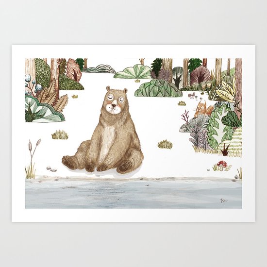 Mr.Brown is chilling by the river. Art Print