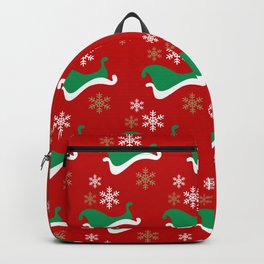Santa's Sleigh and Snowflakes on Red+Green Backpack