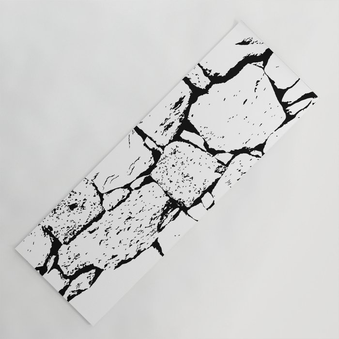 Abstract old stone wall black and white Yoga Mat