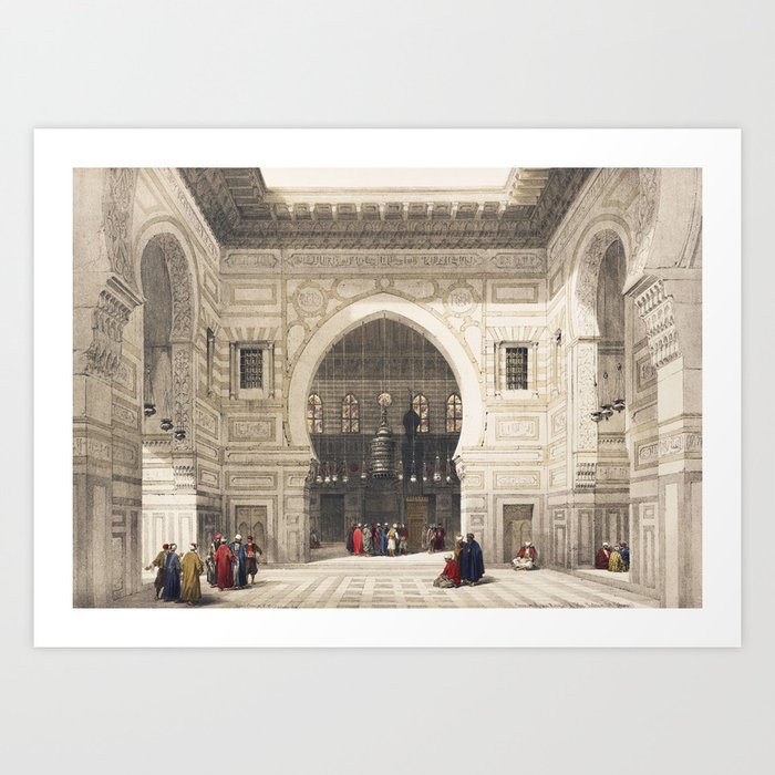 Interior of the mosque of the Sultan the Ghoree illustration by David Roberts (1796–1864). Art Print
