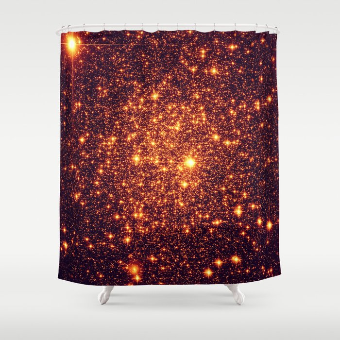 Copper Bronze Glitter Stars Shower Curtain By