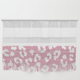 White Leopard Print Lace Horizontal Split on Blush Pink Wall Hanging