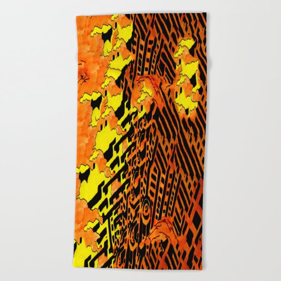 Nightmares: City Asleep in the Raging Inferno Beach Towel