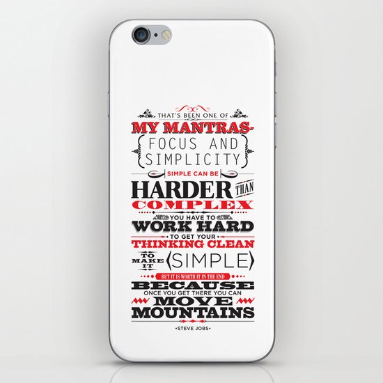 Steve Jobs "Focus and simplicity" quote print iPhone & iPod Skin
