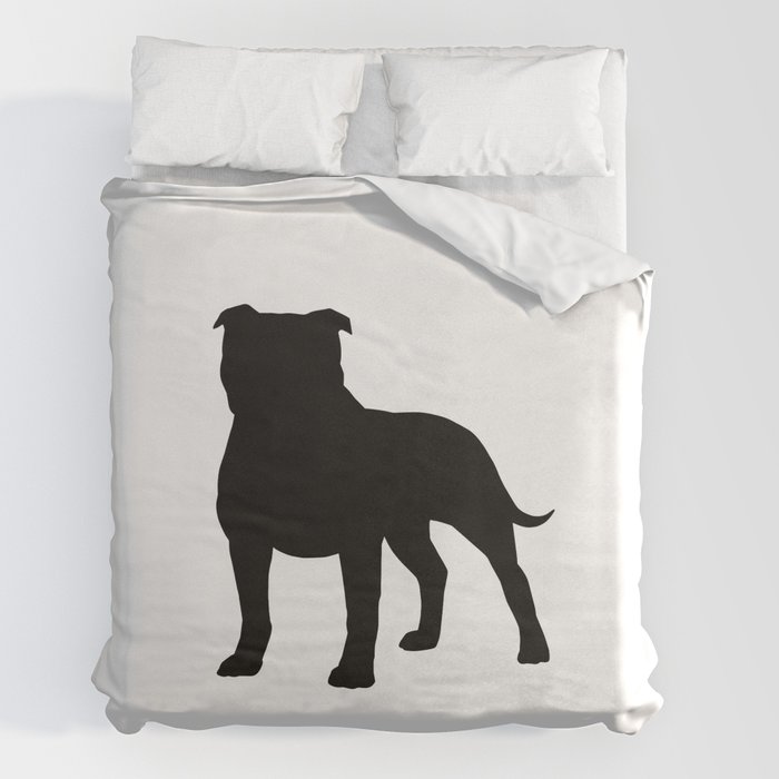 Staffordshire Bull Terrier Silhouette Duvet Cover by Jenn Kay