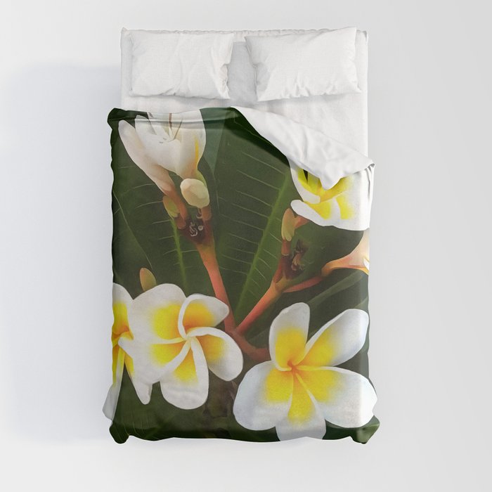 Frangipani Blossom Cluster Duvet Cover