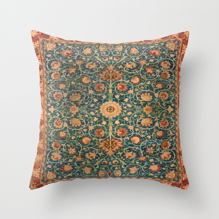 William Morris Floral Carpet  Throw Pillow