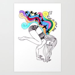 fly away in crow pose Art Print | Illustration 