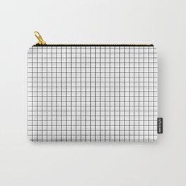 White Grid Black Line Carry-All Pouch