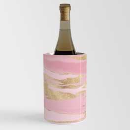 Gold Pink Marble Abstract Painting Wine Chiller