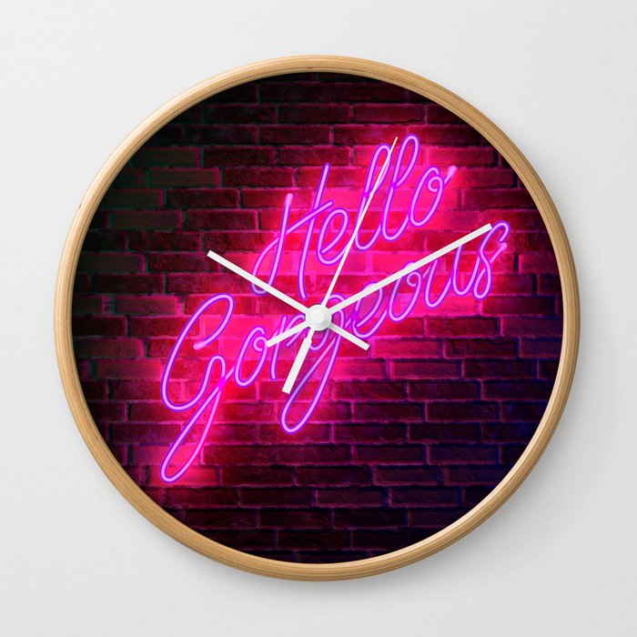 Hello Gorgeous - Neon Sign Wall Clock