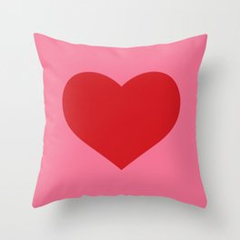 Red Heart on Pink Throw Pillow