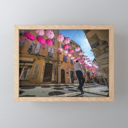 Pink Umbrellas - Grasse in France Framed Mini Art Print