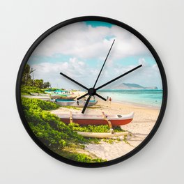 Lanikai Beach | Oahu Hawaii | Landscape Travel Photography Wall Clock