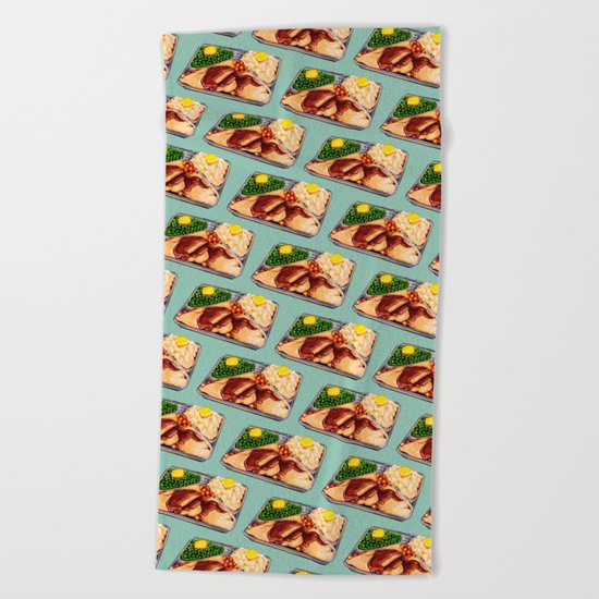 TV Dinner Pattern Beach Towel