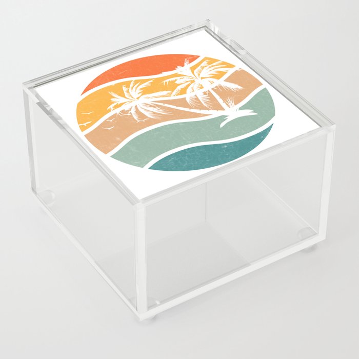 Summer palm trees beach Acrylic Box