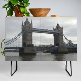 Great Britain Photography - Tower Bridge Under The Gray Sky Credenza