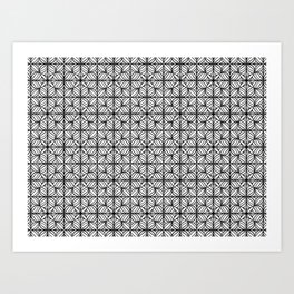 black and white petal tiles Art Print