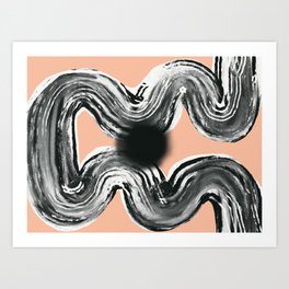 Zen line art in black pink V3 Art Print