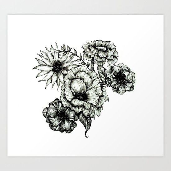 Floral Ink III Art Print