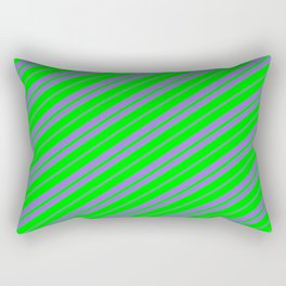 [ Thumbnail: Lime & Purple Colored Lined Pattern Rectangular Pillow ]