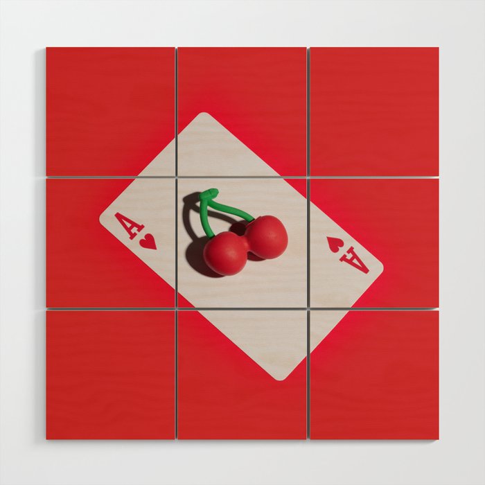 Ace of Cherries Wood Wall Art