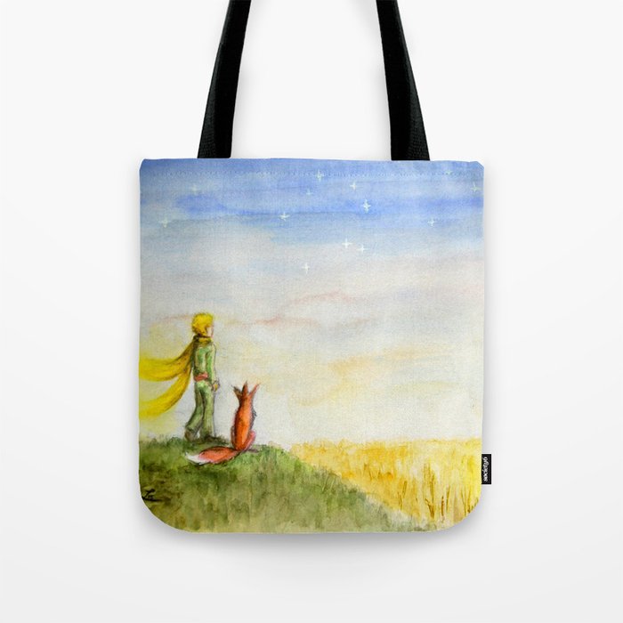 Little Prince, Fox and Wheat Fields Tote Bag