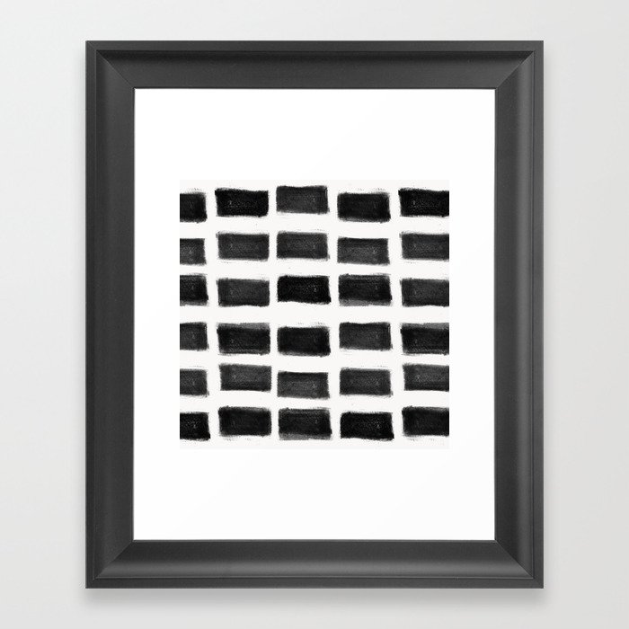 form blocs | brush strokes horizontal | black on off white Framed Art Print