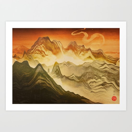 Golden Mountain Art Print