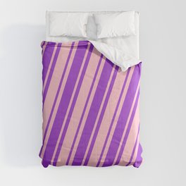 [ Thumbnail: Dark Orchid & Pink Colored Lined/Striped Pattern Comforter ]