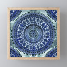 Vintage Blue Wash Mandala Framed Mini Art Print