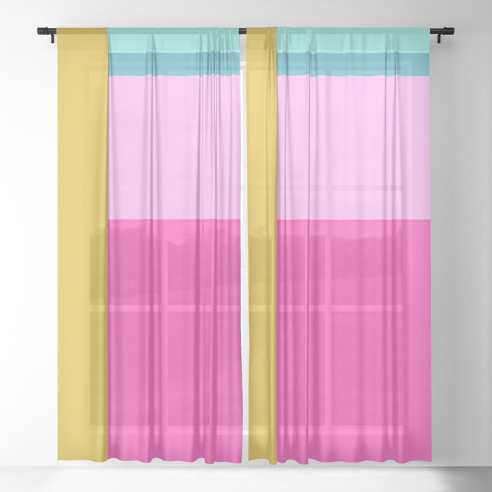 Geometric Bauhaus Style Color Block In, Bright Colored Sheer Curtains