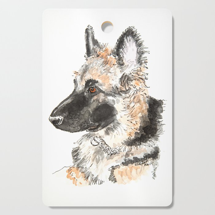 German shepherd puppy painting Cutting Board