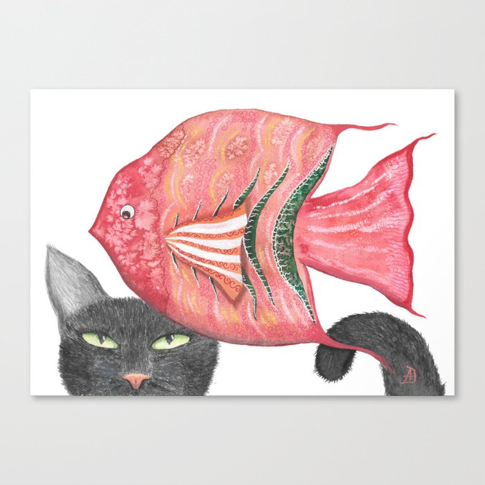 Cat and Fish Canvas Print