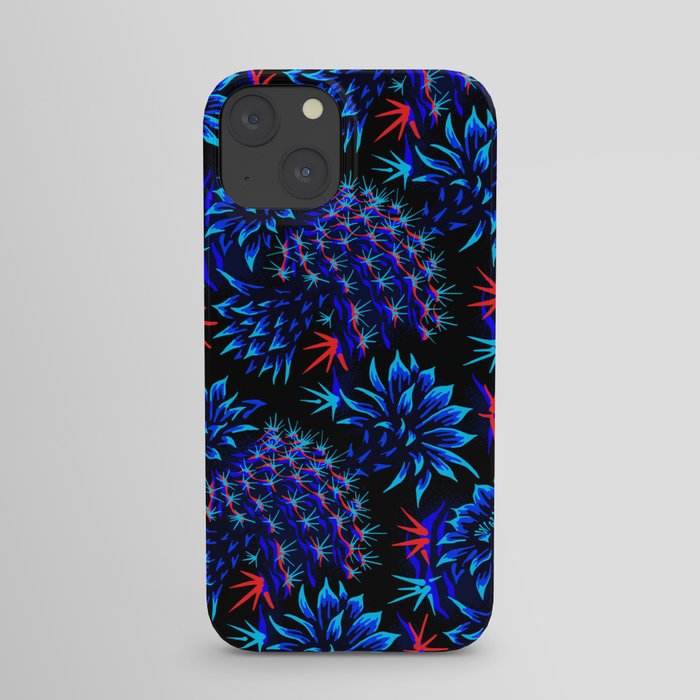 Cactus Floral - Bright Blue/Red iPhone Case by Andrea Muller | Society6