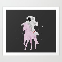 Astronaut Riding a Unicorn - Simplistic Art Art Print
