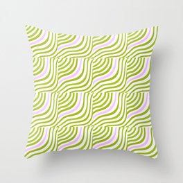 Green and Pastel Pink Stripe Shells Throw Pillow