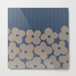 Abstract Floral Patterns 7 in Navy Blue Grey Tan Metal Print