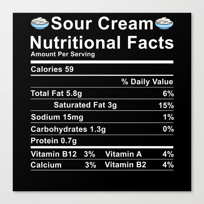Sour Cream Nutritional Value Table Canvas Print