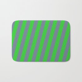 [ Thumbnail: Slate Gray & Lime Green Colored Lines Pattern Bath Mat ]