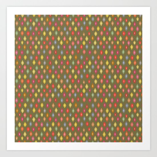 warm little ikat diamonds Art Print