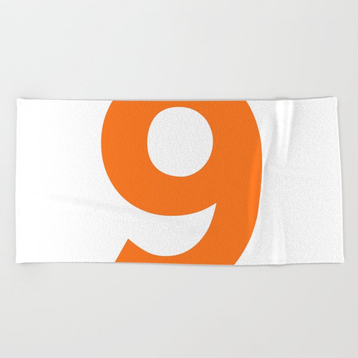 Number 9 (Orange & White) Beach Towel