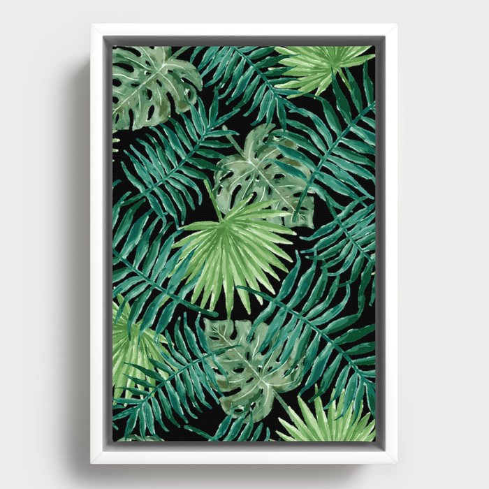 TROPICAL PLANT LEAF PATTERN. Framed Canvas