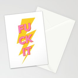 'fuck it' vintage retro lightning bolt poster Stationery Card
