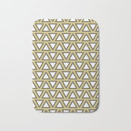 Gold, white and black geometric triangle pattern. Manchester Architecture Collection Bath Mat | Digital, Graphicdesign, Gold, Pattern, Goldgeometric, Golddecor, Geometrichomedecor, Blackandwhite, Geometricpatterns, Trianglepattern 